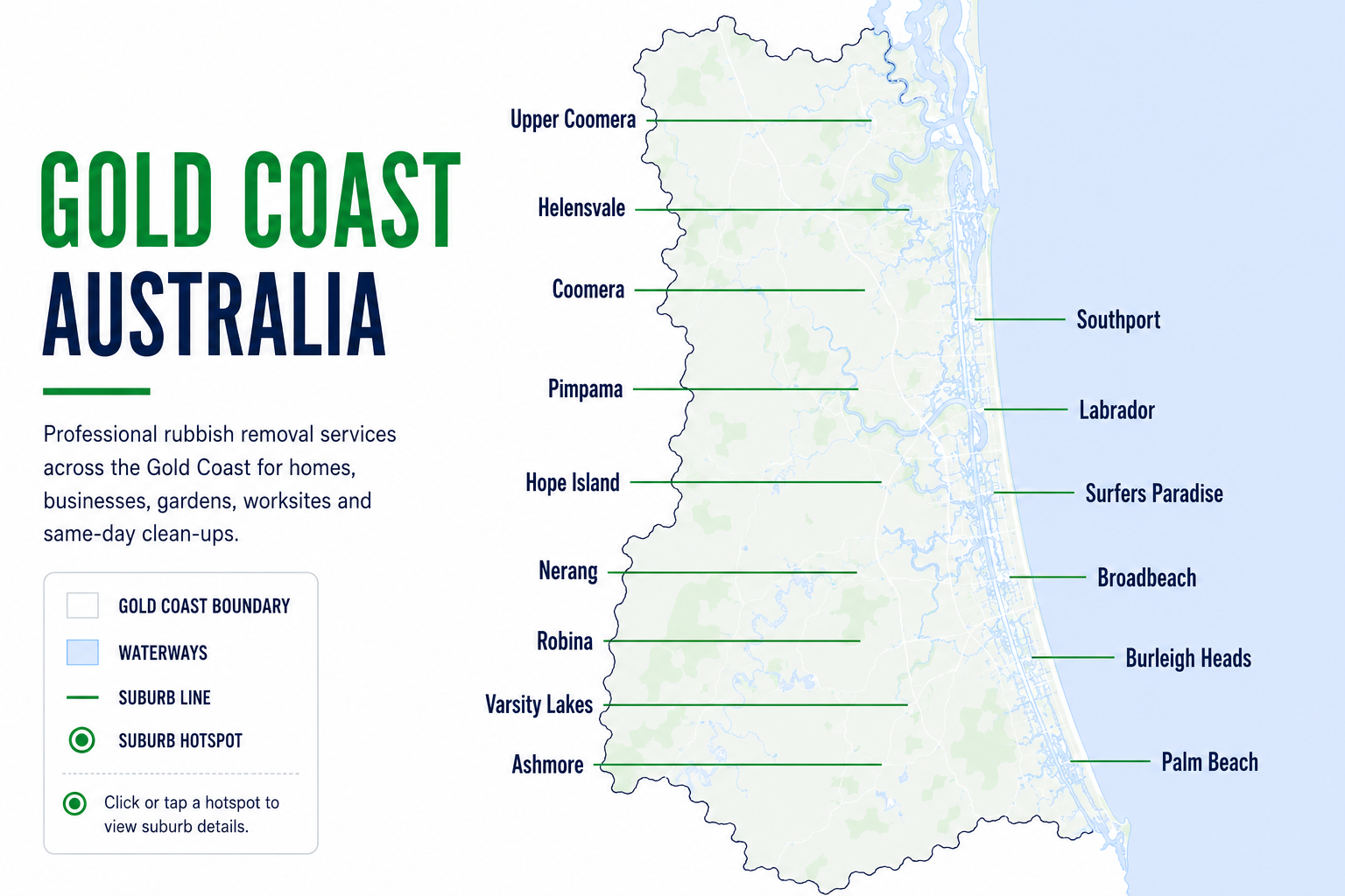 rubbish removal gold coast map